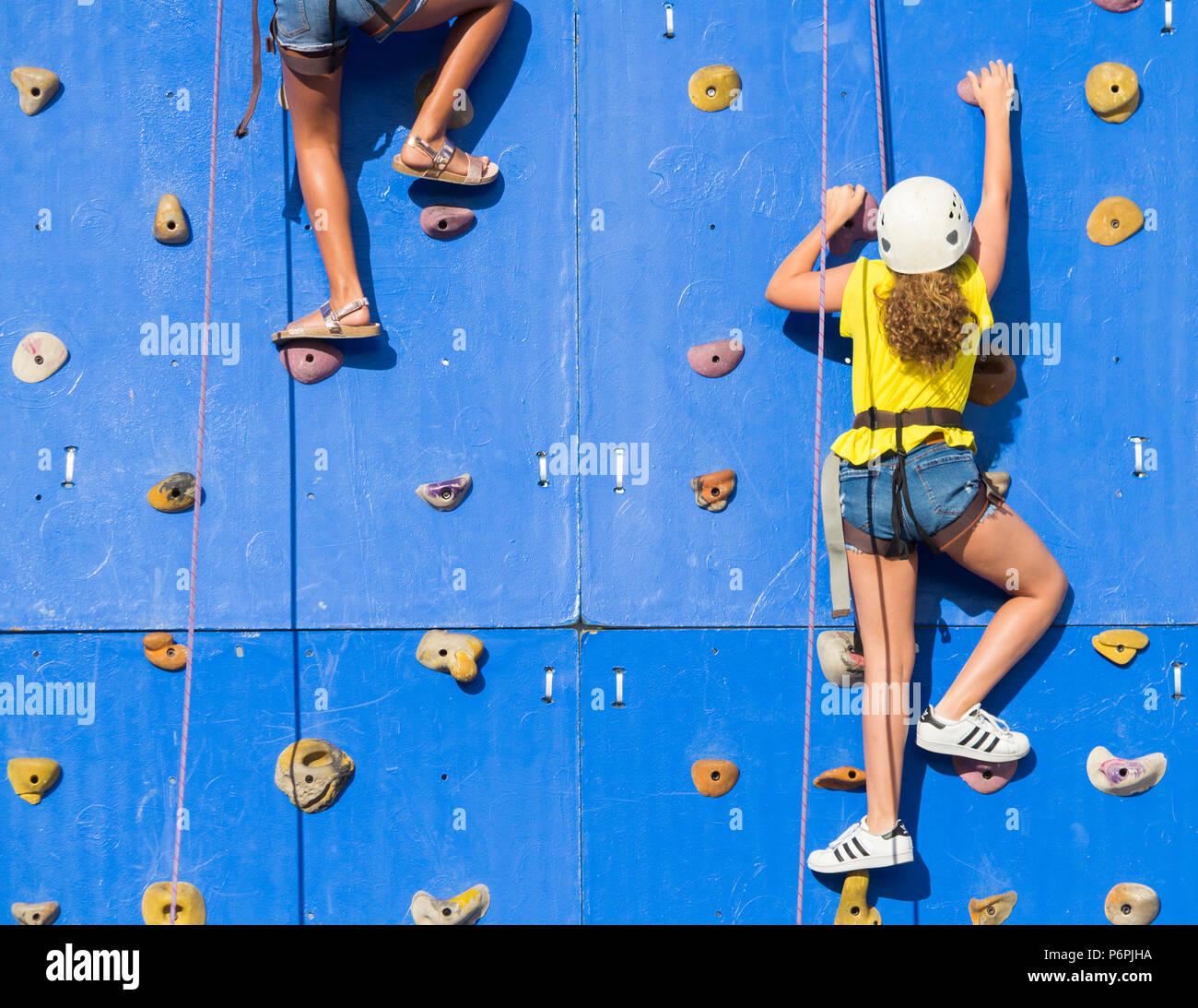 Wall climbing and children helmet hires stock photography and images