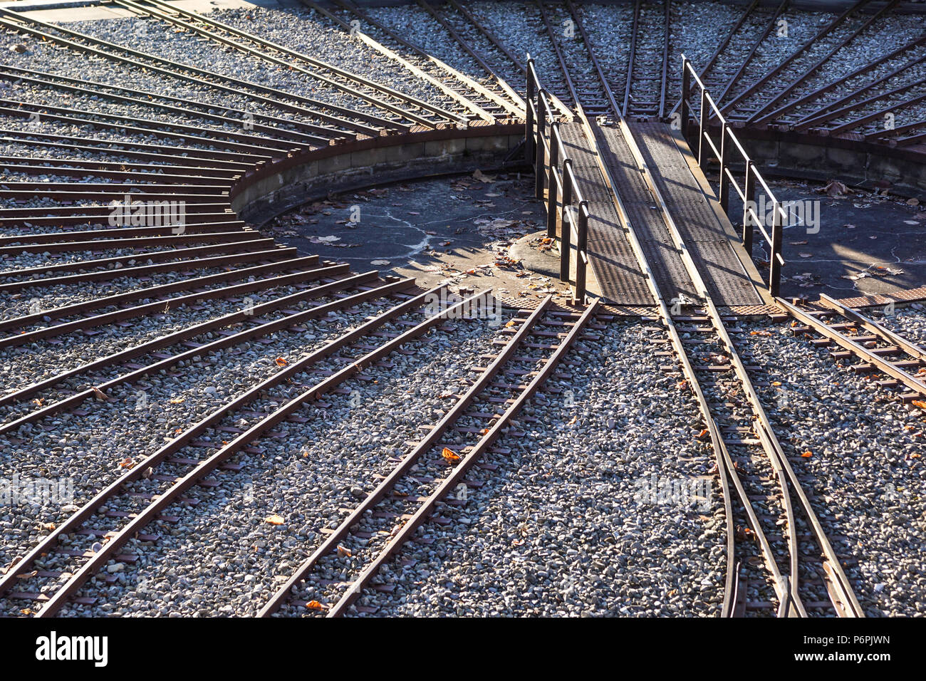 train tracks in a circle for maintenance. railway junction Stock Photo