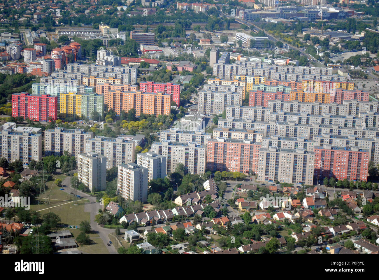 Communist-era prefabricated panel-system buildings in the Hungarian capital, Budapest. Stock Photo