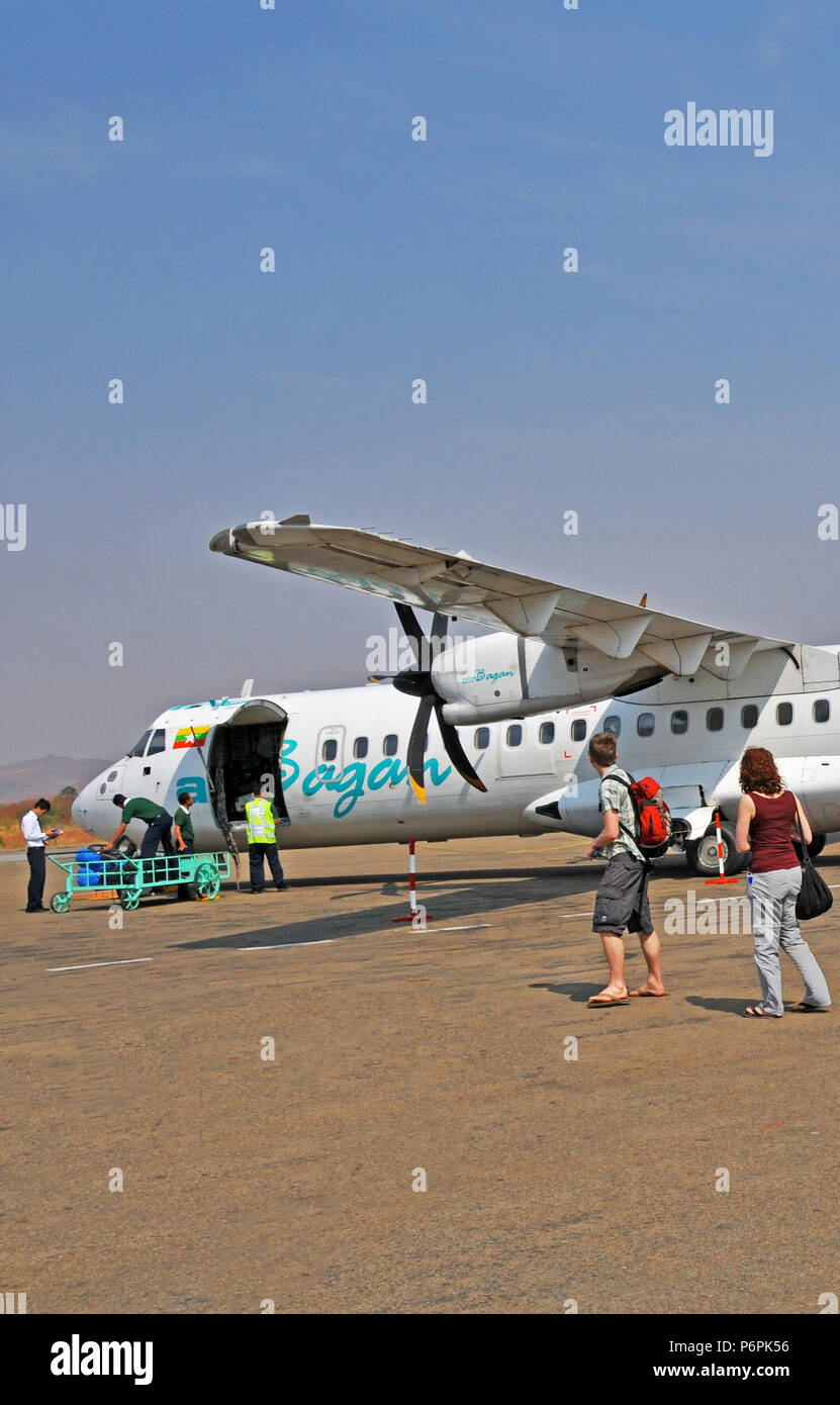 ATR Air Bagan plane, Heho aiirport, Taunggyi District, Shan State, Myanmar Stock Photo