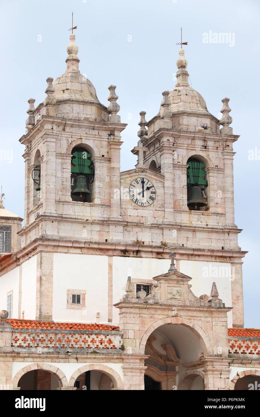 Nazare, Portugal - Sanctuary of Our Lady (Santuario de Nossa Senhora). Stock Photo
