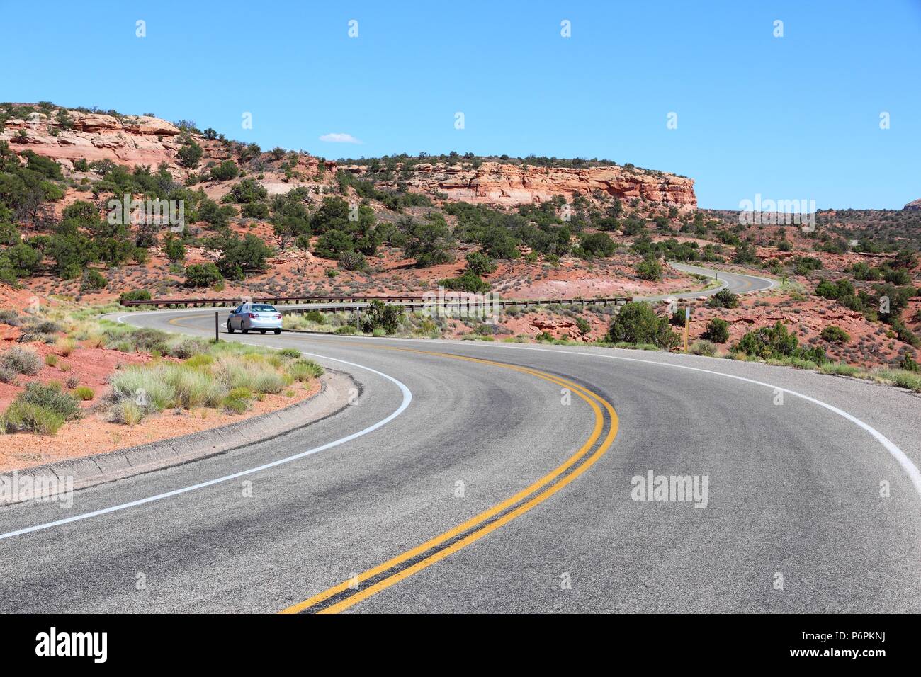 Canyonlands National Park in Utah, USA. Island in the Sky district - winding road. Stock Photo