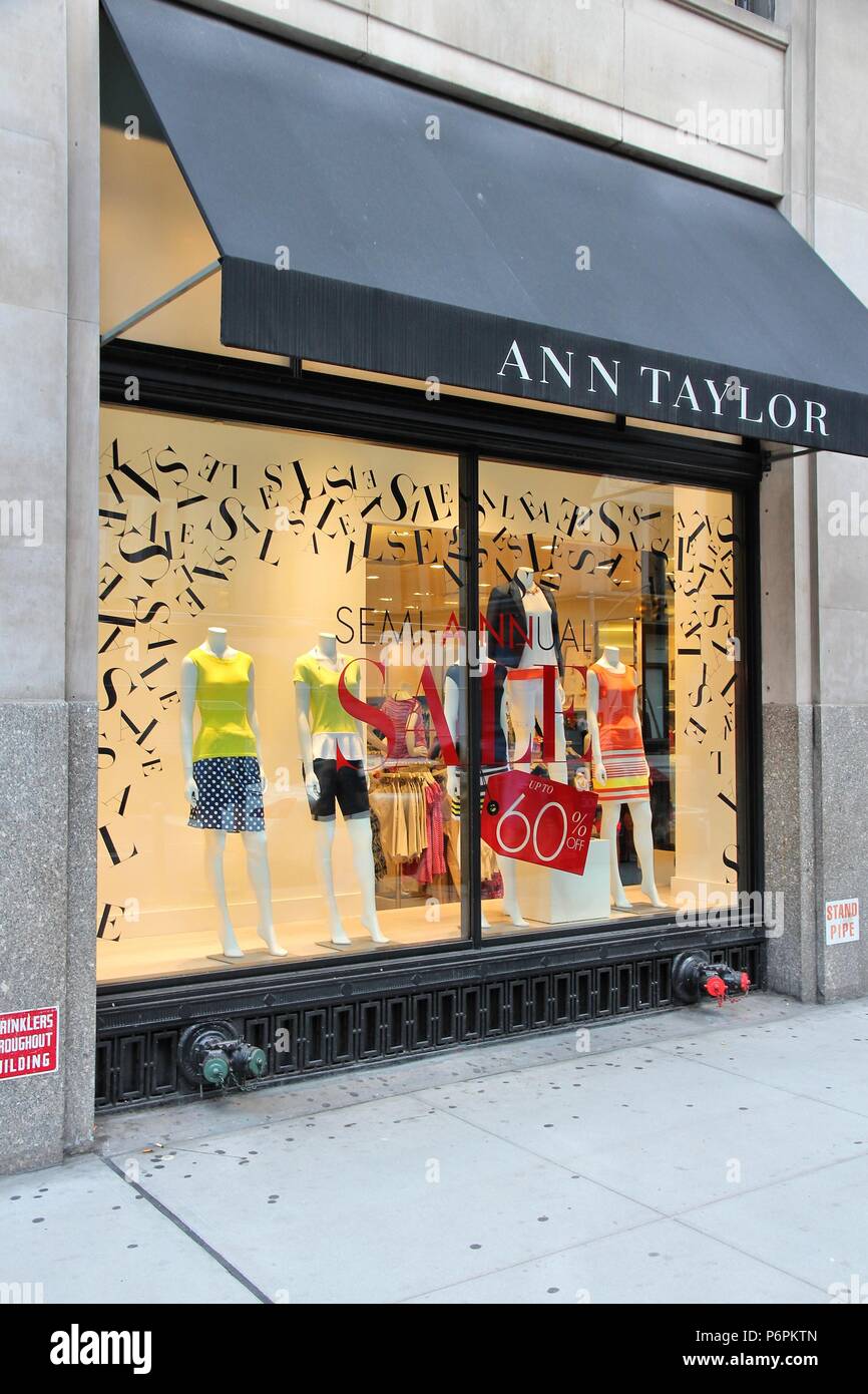 NEW YORK - JULY 3: Ann Taylor fashion store on July 3, 2013 in 5th Avenue, New York. As of 2012 Ann Taylor had 981 stores under brands Ann Taylor and  Stock Photo