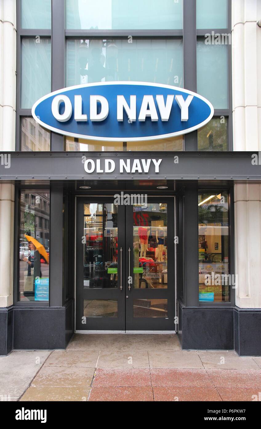 CHICAGO - JUNE 26: Old Navy store at Magnificent Mile on June 26, 2013 in Chicago. The Magnificent Mile is one of most prestigious shopping districts  Stock Photo