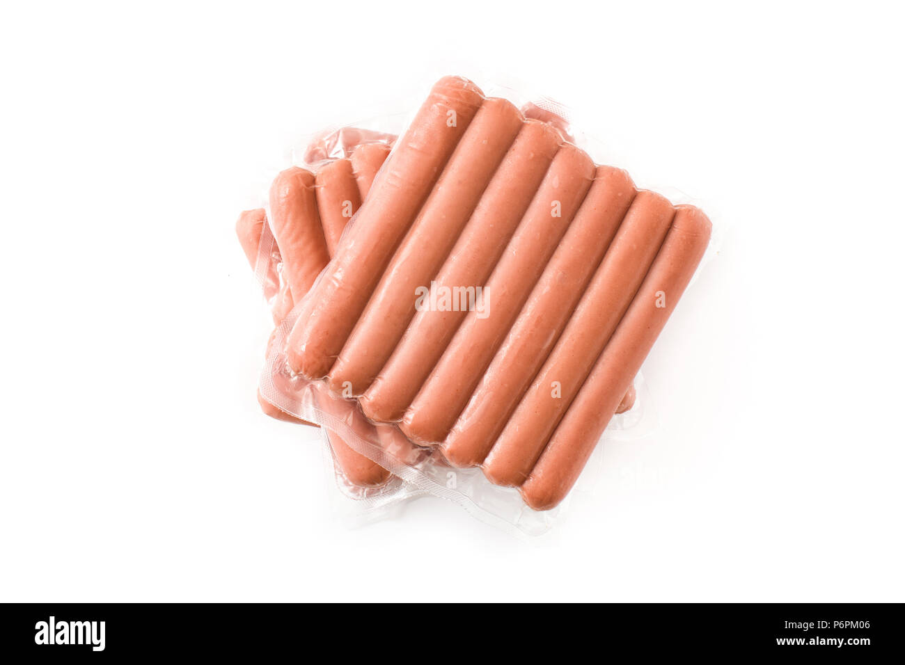 Packaged sausages isolated on white background Stock Photo Alamy