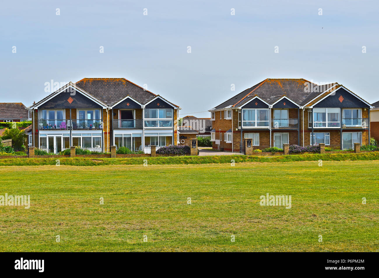 Expensive modern houses overlooking the sea at Milford on Sea