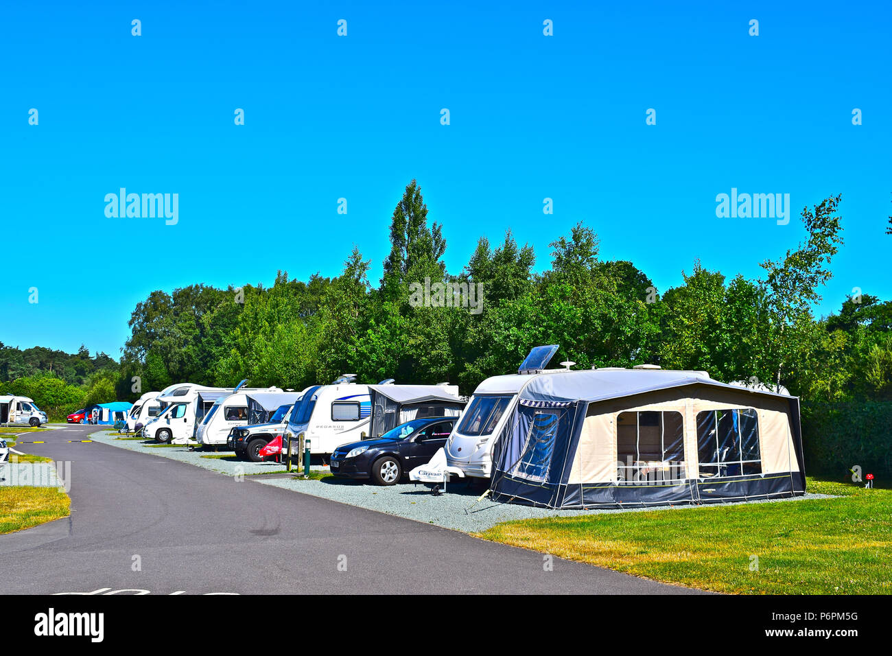 The Caravan & Motorhome Club site near Bransgore in Hampshire Stock Photo