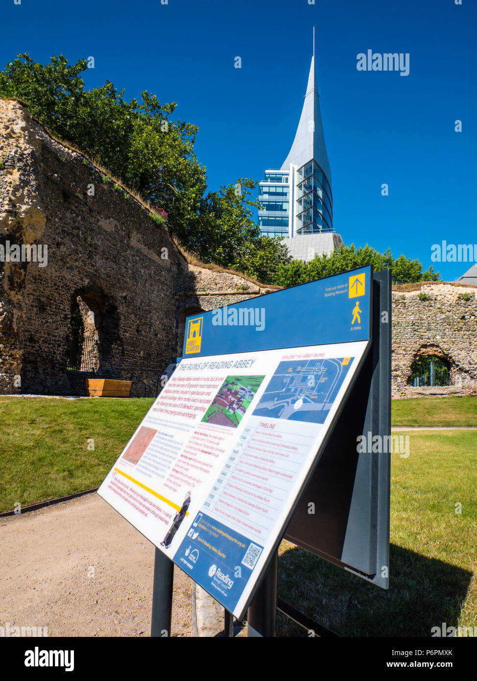 Reading Abby Ruins, Now Reopened to the Public, Reading Abby Quarter, Reading, Berkshire, England, UK, GB. Stock Photo