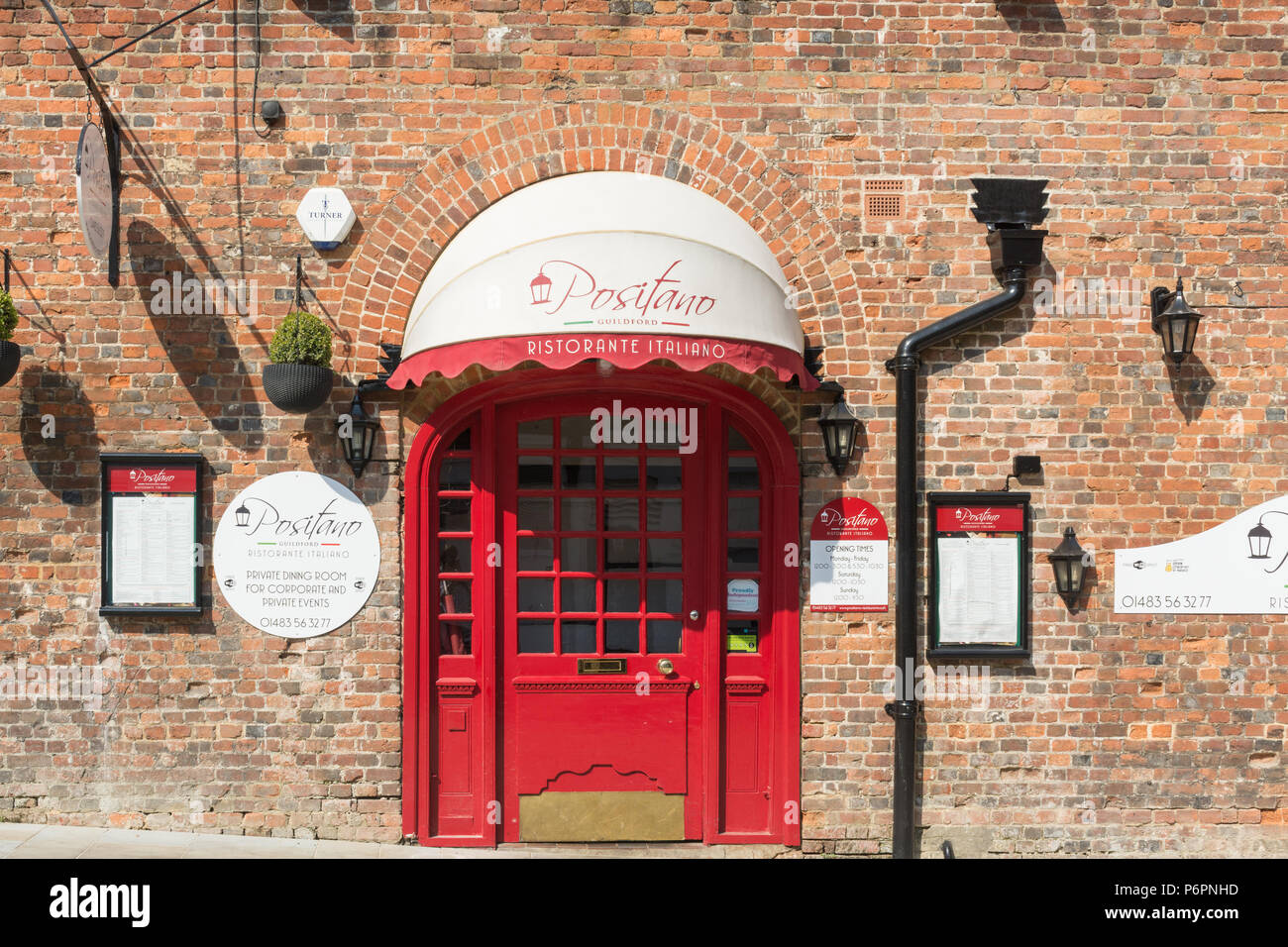 The Positano Italian restaurant in an Elizabethan building in Guildford town centre, Surrey, UK Stock Photo