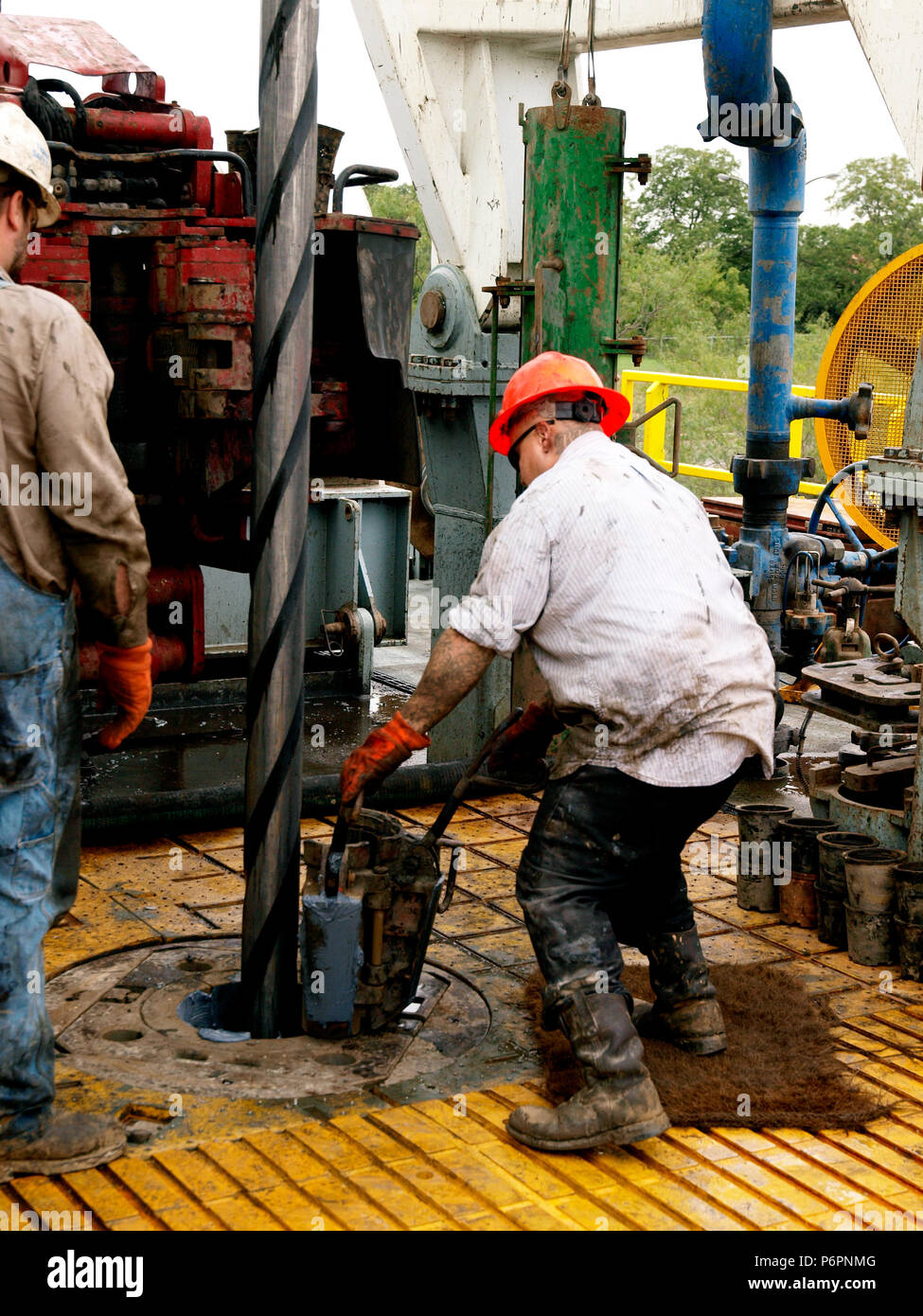 High Pressure fracturing and horizontal drilling in north Texas, Barnett Shale Field,started the petroleum industry success that has made the United States a leader in oil and natural gas. Stock Photo