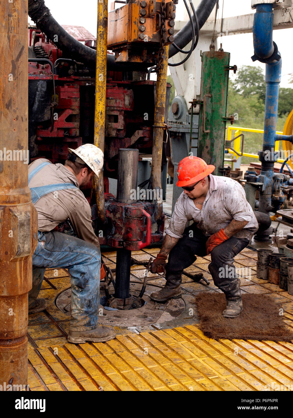 High Pressure fracturing and horizontal drilling in north Texas, Barnett Shale Field,started the petroleum industry success that has made the United States a leader in oil and natural gas. Stock Photo