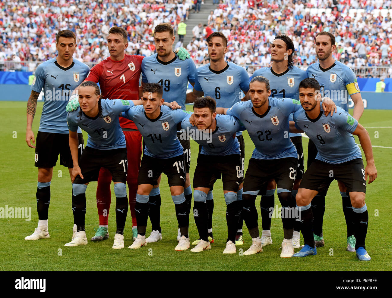 Samara, Russia - June 25, 2018. National team of Uruguay before FIFA World Cup 2018 match Uruguay vs Russia Stock Photo