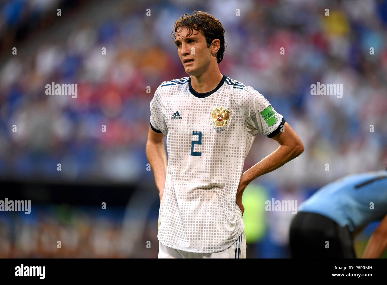 Samara, Russia - June 25, 2018. Russian defender Mario Fernandes during FIFA World Cup 2018 match Uruguay vs Russia. Stock Photo