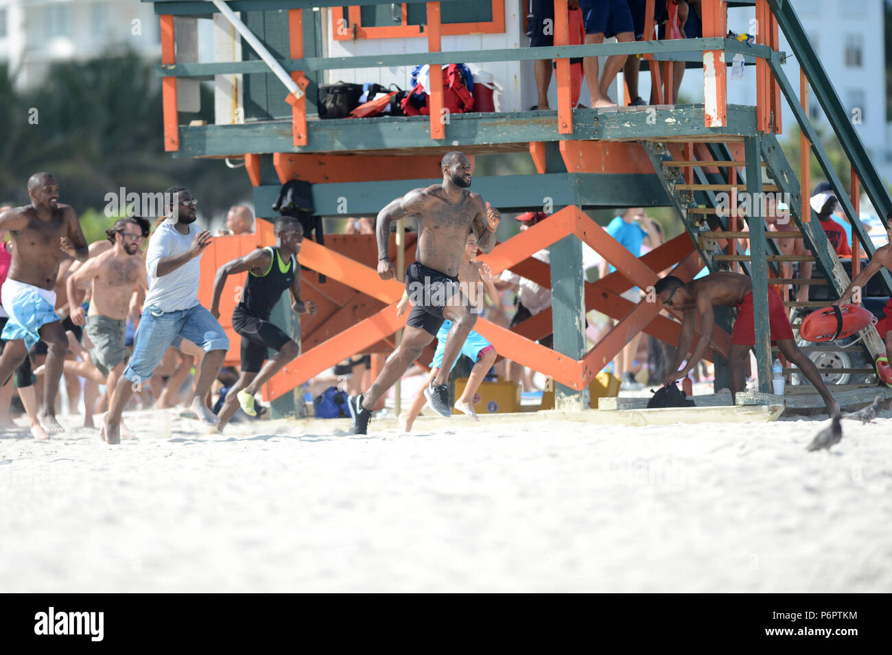 MIAMI BEACH, FL - AUGUST 16: LeBron James showed up on location in Miami  Beach for a Nike commercial. The NBA champion hopped on a bicycle and rode  around the iconic Ocean