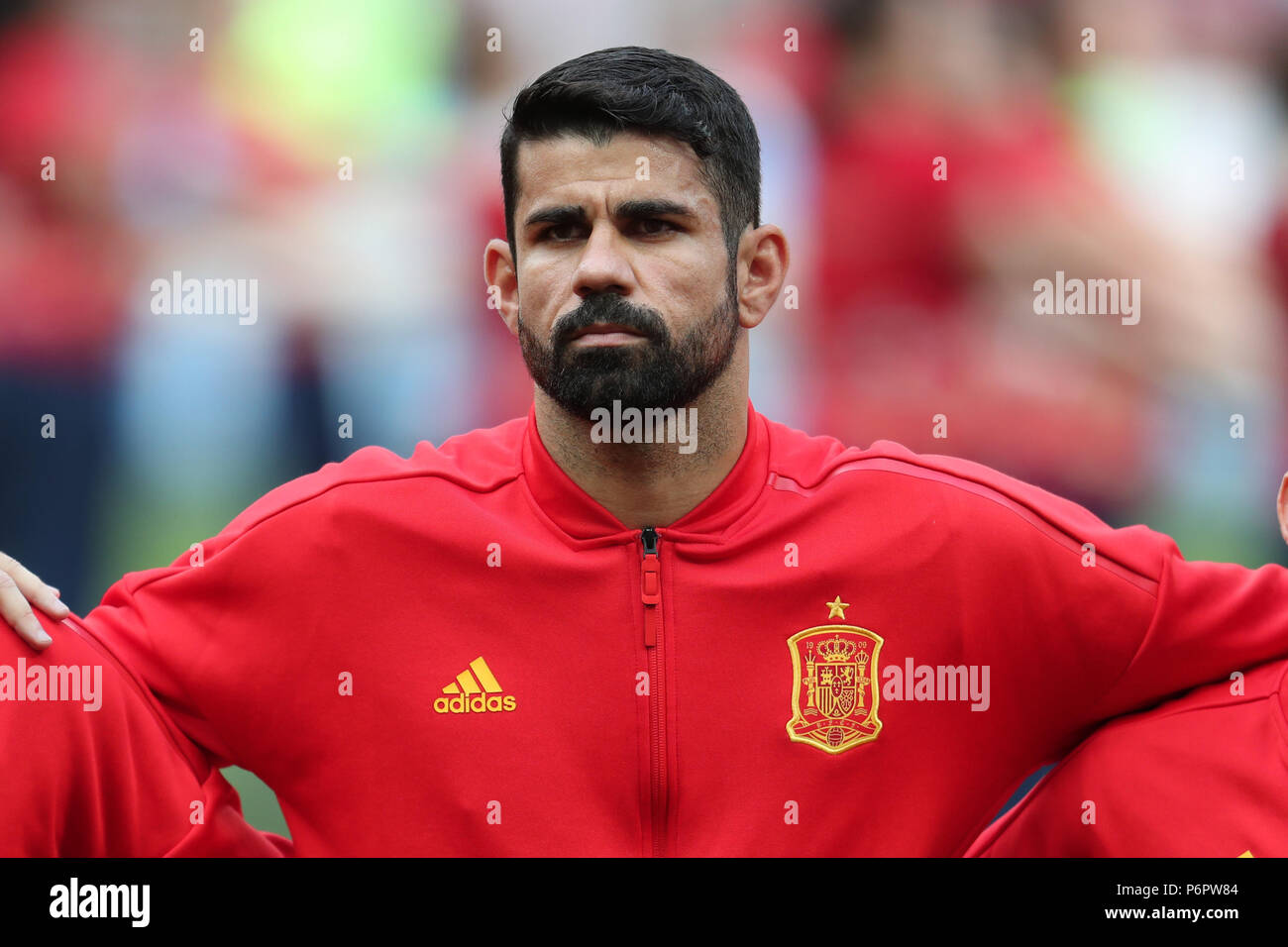 Moscow, Russia. 1st July, 2018. Diego Costa SPAIN SPAIN V RUSSIA, 2018 FIFA WORLD CUP RUSSIA 01 July 2018 GBC9120 Spain v Russia 2018 FIFA World Cup Russia STRICTLY EDITORIAL USE ONLY. If The Player/Players Depicted In This Image Is/Are Playing For An English Club Or The England National Team. Then This Image May Only Be Used For Editorial Purposes. No Commercial Use. The Following Usages Are Also Restricted EVEN IF IN AN EDITORIAL CONTEXT: Use in conjuction with, or part of, any unauthorized audio, video, data, fixture lists, club/league logos, Betting, Games or any 'live' services. Also Rest Stock Photo