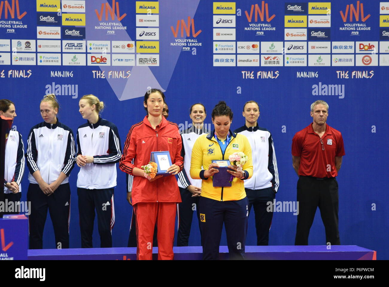 Nanjin Nanjin China 1st July 18 Nanjing China 1st July 18 The Award Ceremony Of 18 Fivb Volleyball Women S Nations League Is Held In Nanjing East China S Jiangsu Province American Team Won The Nanjin Nanjin China 1st July 18 Nanjing China 1st July 18 The Award Ceremony Of 18 Fivb Volleyball Women S Nations League Is Held In Nanjing East China S Jiangsu Province American Team Won The