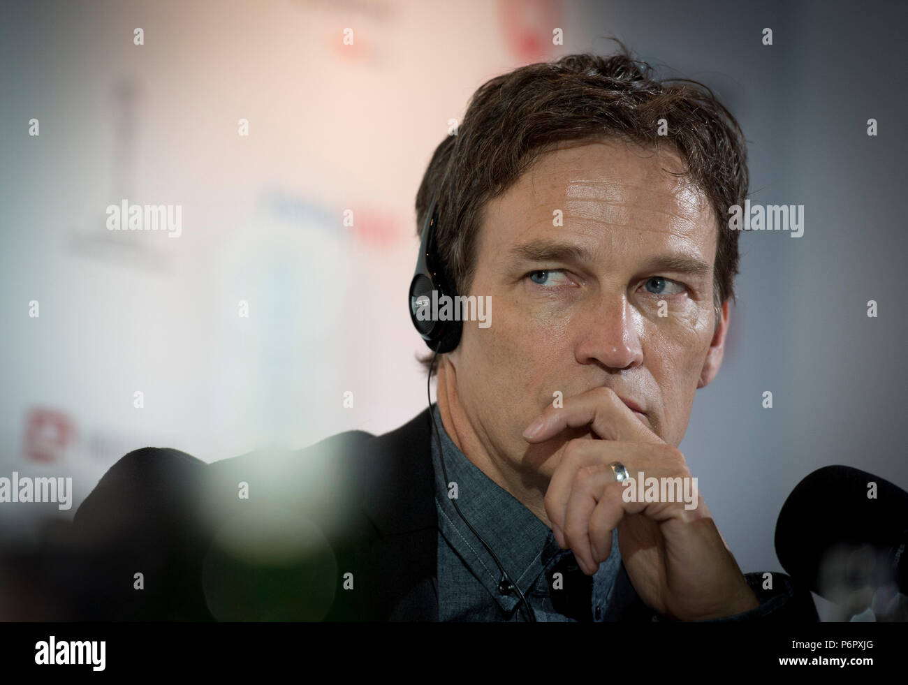 Karlovy Vary, Czech Republic. 01st July, 2018. British director Stephen Moyer attends a news conference to his film The Parting Glass at the screening in Thermal Hotel during the International Film Festival in Karlovy Vary, Czech Republic, on July 1, 2018. Credit: Katerina Sulova/CTK Photo/Alamy Live News Stock Photo