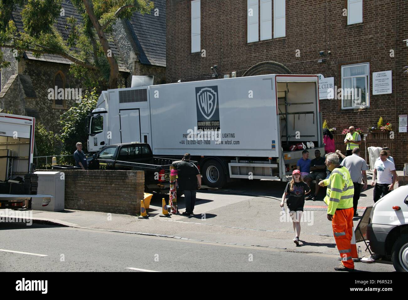 Bishops Stortford, UK. 2nd July 2018. Location Shooting of the New Spider-man film Credit: Knelstrom Ltd/Alamy Live News Stock Photo