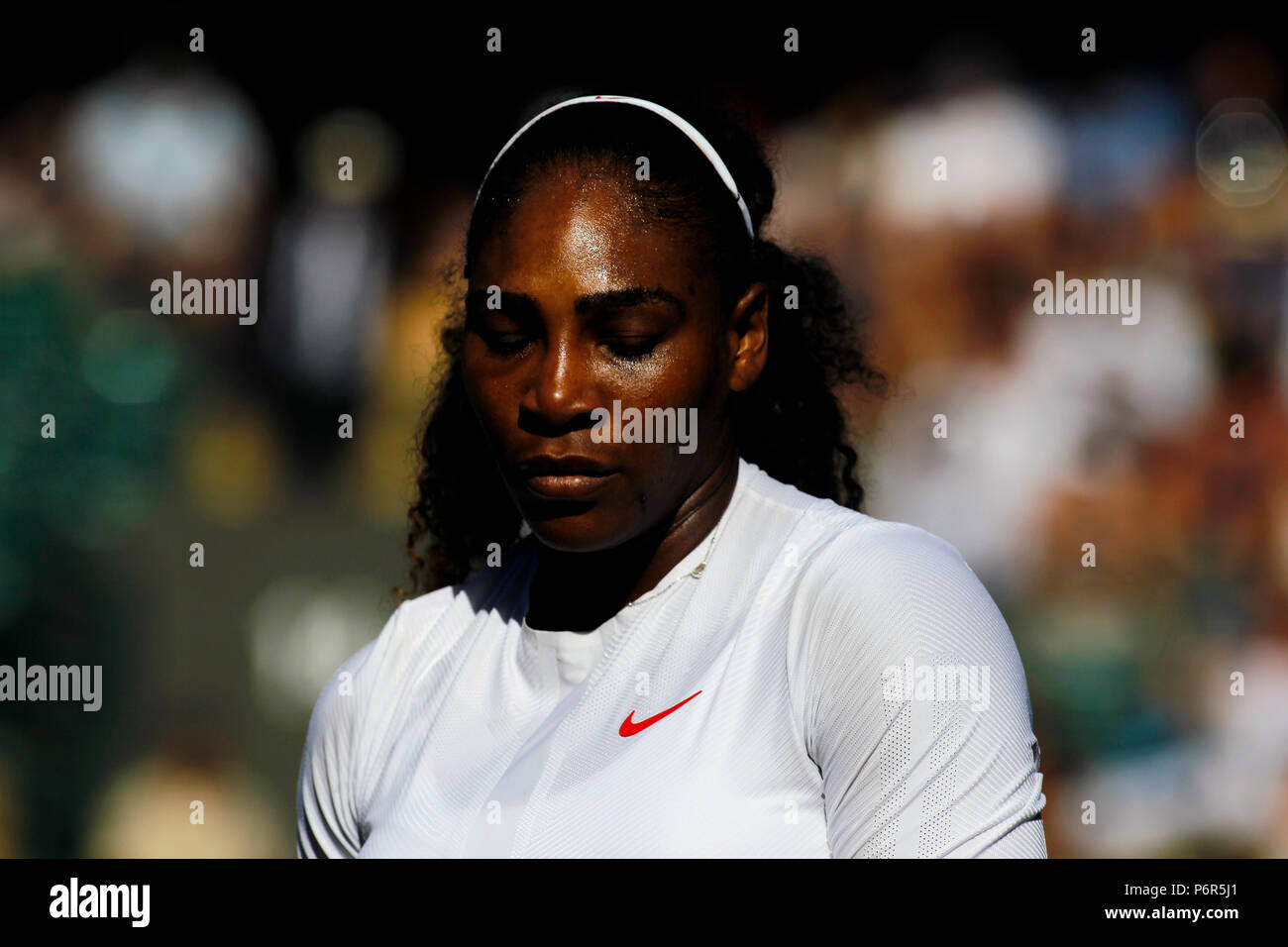 London, England, July 2nd, 2018: Wimbledon Tennis:  Serena Williams of the United States during her first round match against Arantxa Rus of Sweden Credit: Adam Stoltman/Alamy Live News Stock Photo