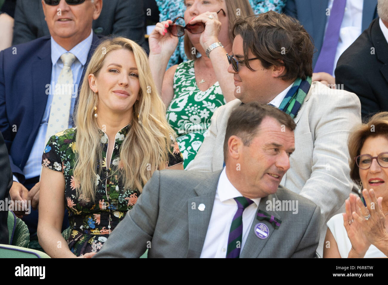 Wimbledon, London, UK. 2nd July, 2018. Ellie Goulding and Michael Evans