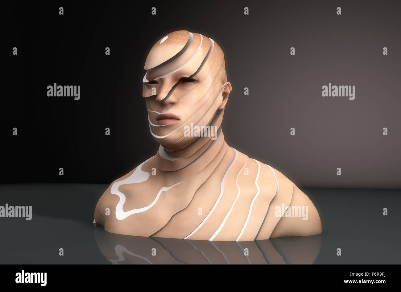 3D render. Human figure cut into slices Stock Photo - Alamy