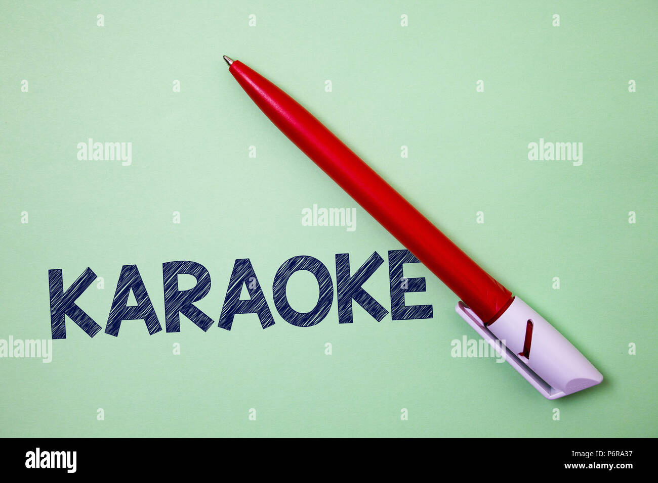 Handwriting text Karaoke. Concept meaning Entertainment singing along instrumental music played