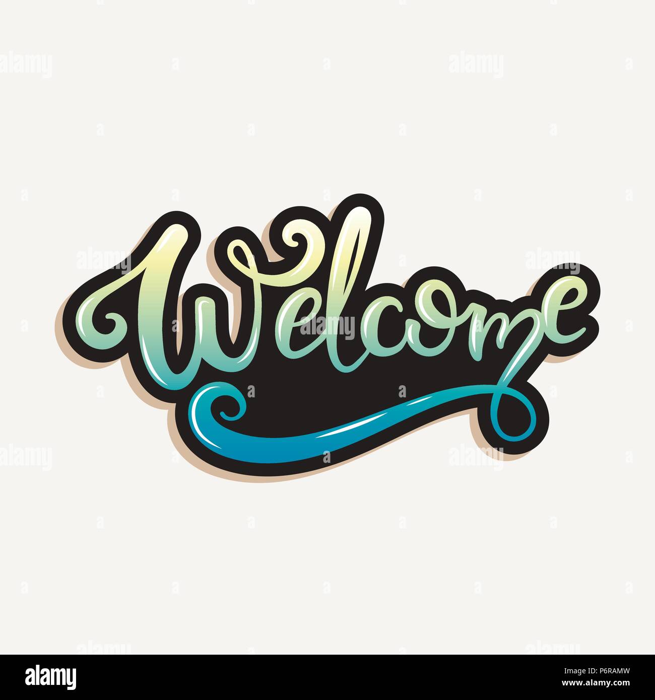 Welcome Brush Lettering Card Calligraphy Stock Photos & Welcome Brush ...
