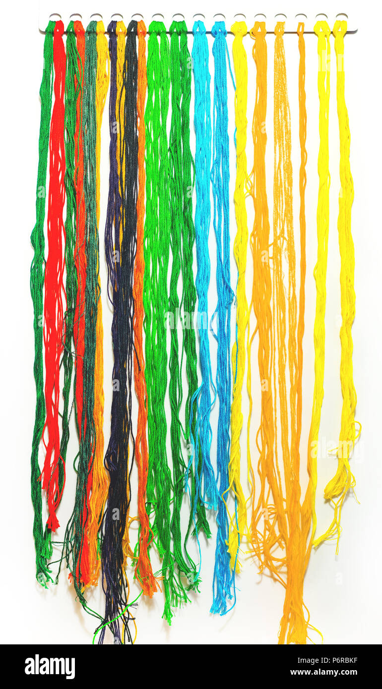 colorful woolen threads Stock Photo