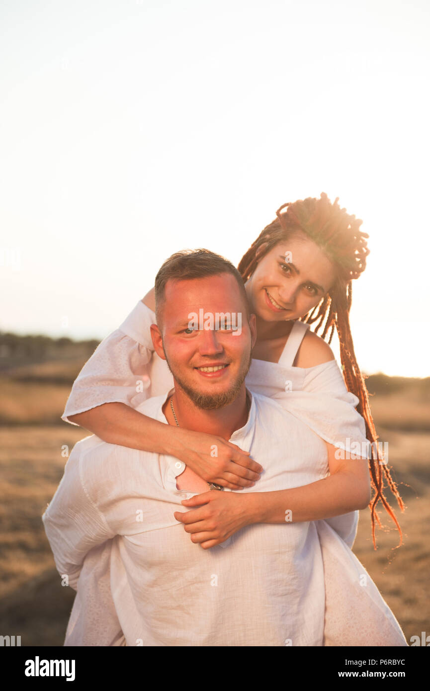 Beautiful Young Couple Western Man And Eastern Women With