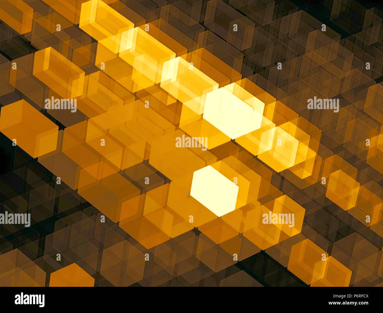 Golden cubes - abstract digitally generated image Stock Photo