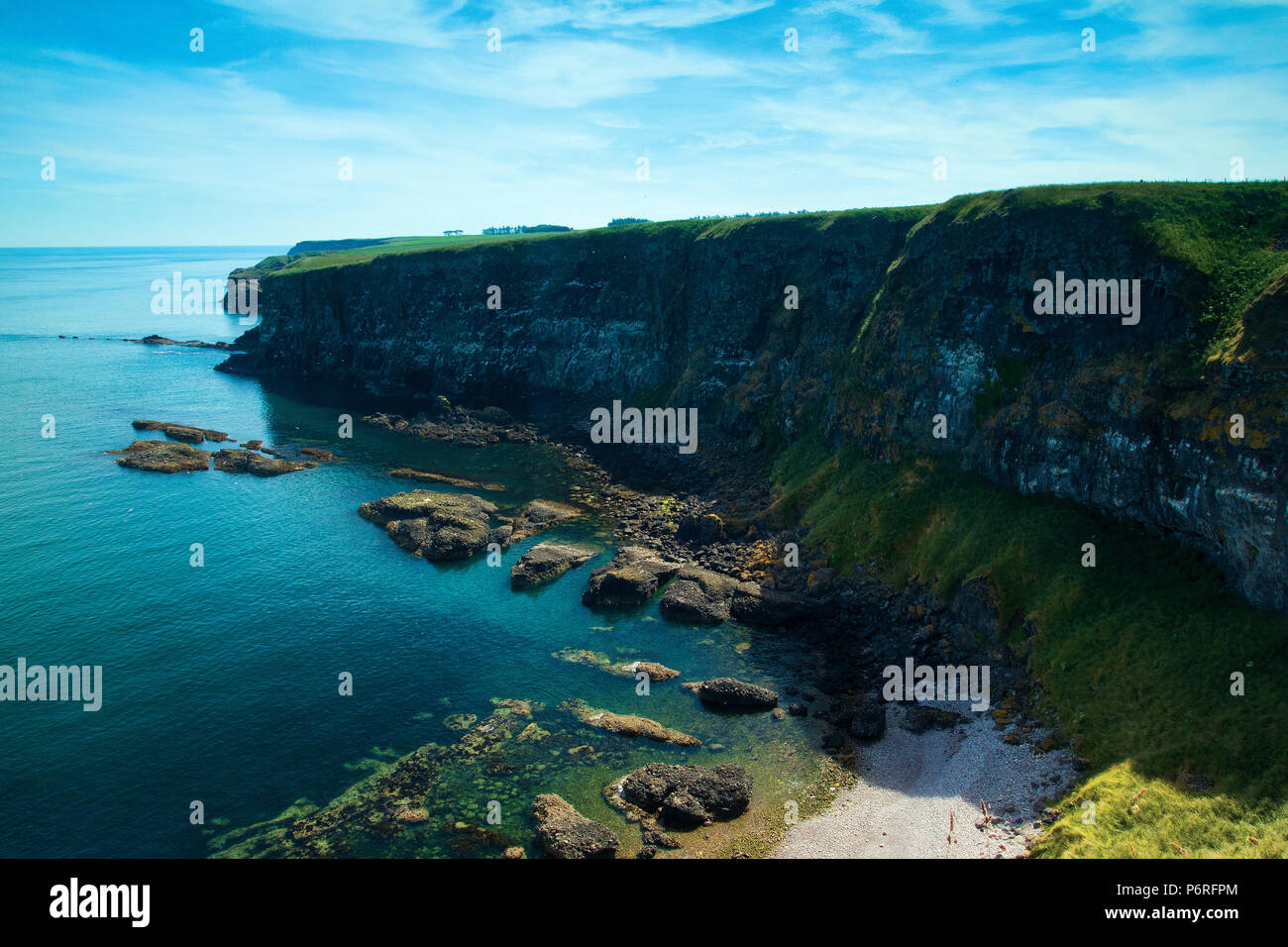 Cliffs along the Aberdeenshire Coast near Dunnottar Castle, Aberdeenshire, Scotland Stock Photo