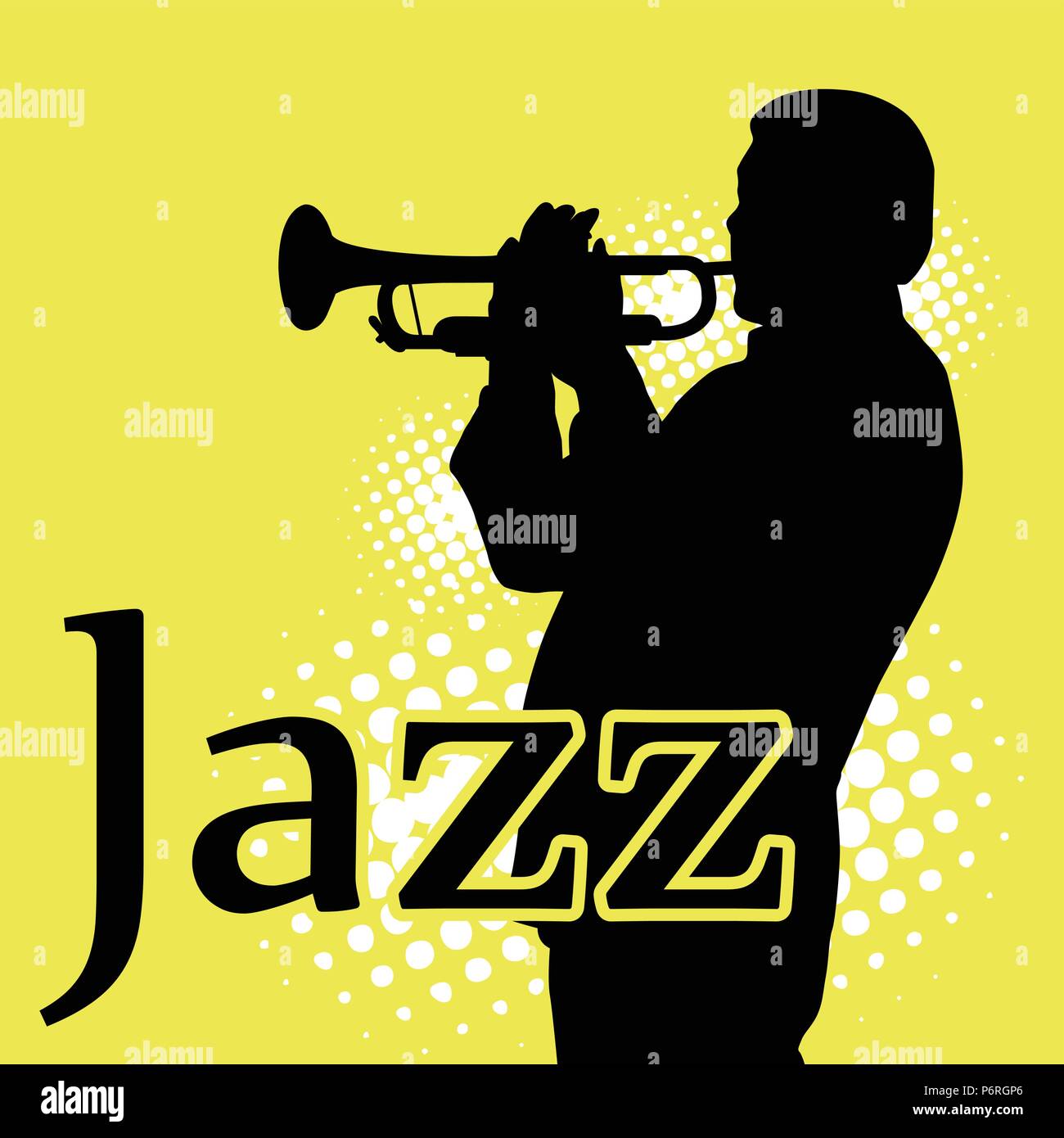 Jazz musician playing on trumpet silhouette of jazzman Stock Vector