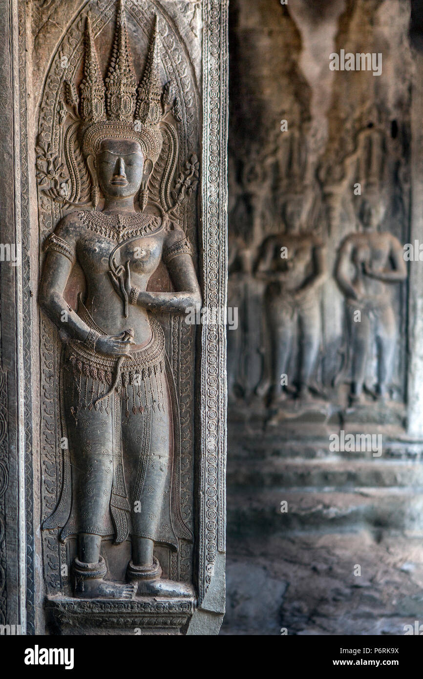 Details about  / 4 Apsara Dancer Angkor Wat Temple Khmer Green Sandstone Bas Relief Art Sculpture