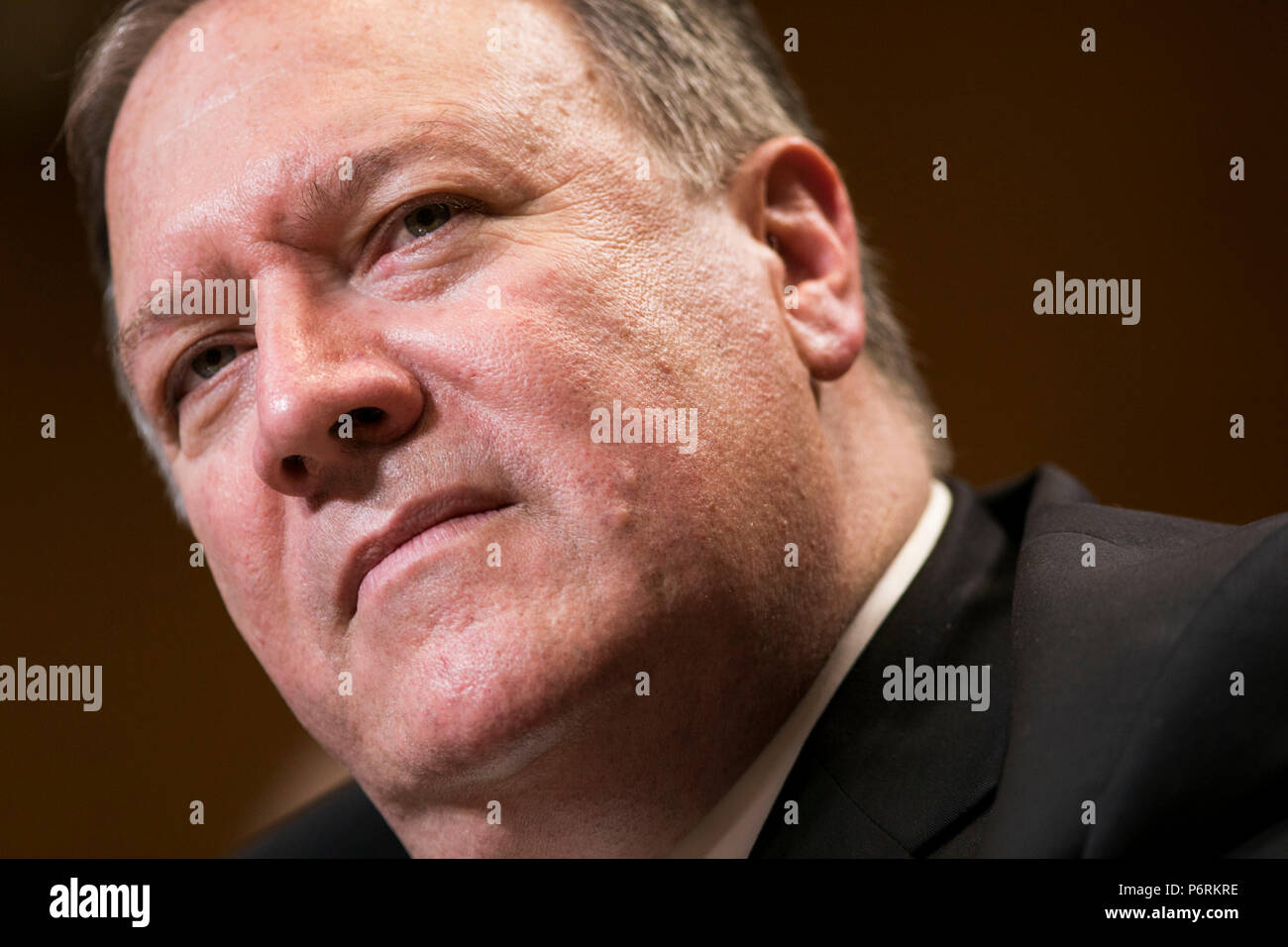 Secretary Of State Mike Pompeo testifies before the Senate Appropriations Subcommittee on State, Foreign Operations, and Related Programs. Stock Photo
