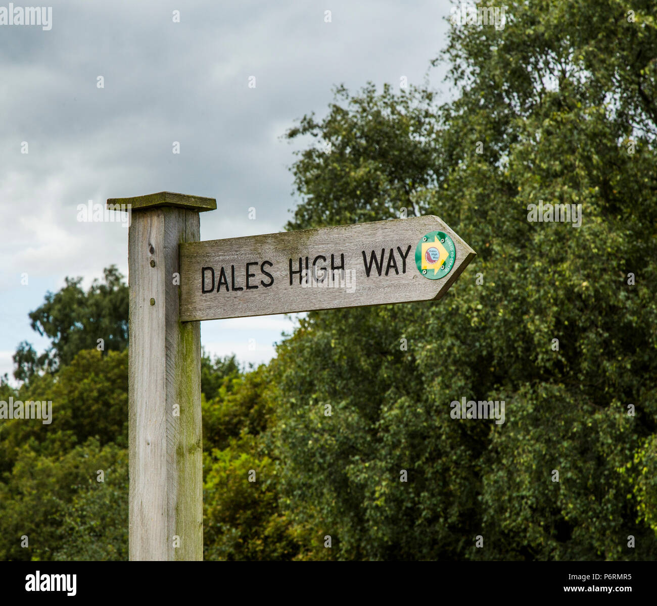 Yorkshire Dales public footpath sign Stock Photo