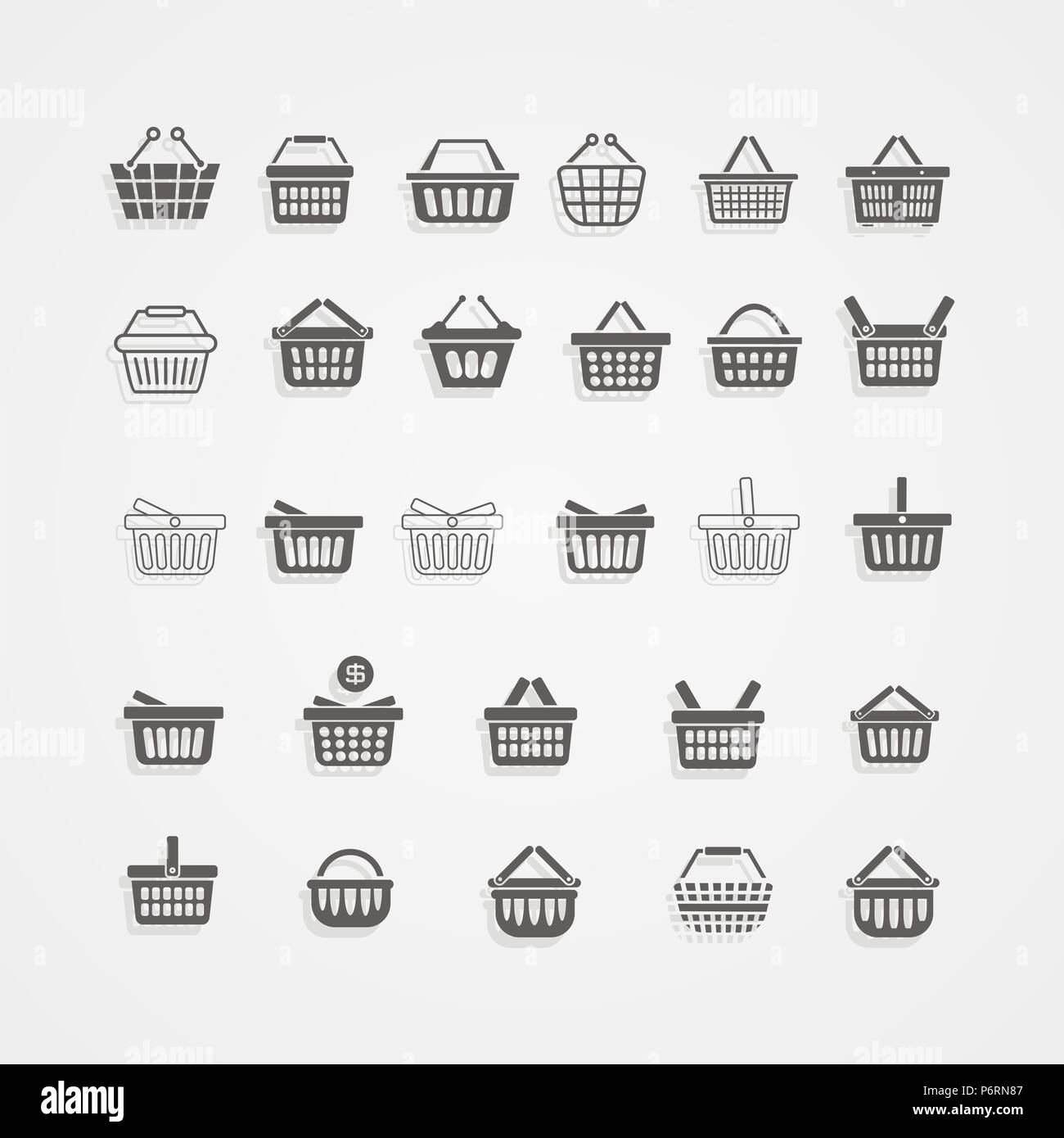 Set of black shopping basket. Vector illustration Stock Photo - Alamy