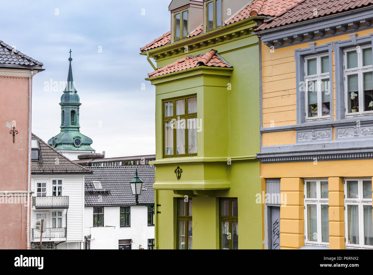 old town of Bergen with colourful houses, Norway, Klosteret square Stock Photo