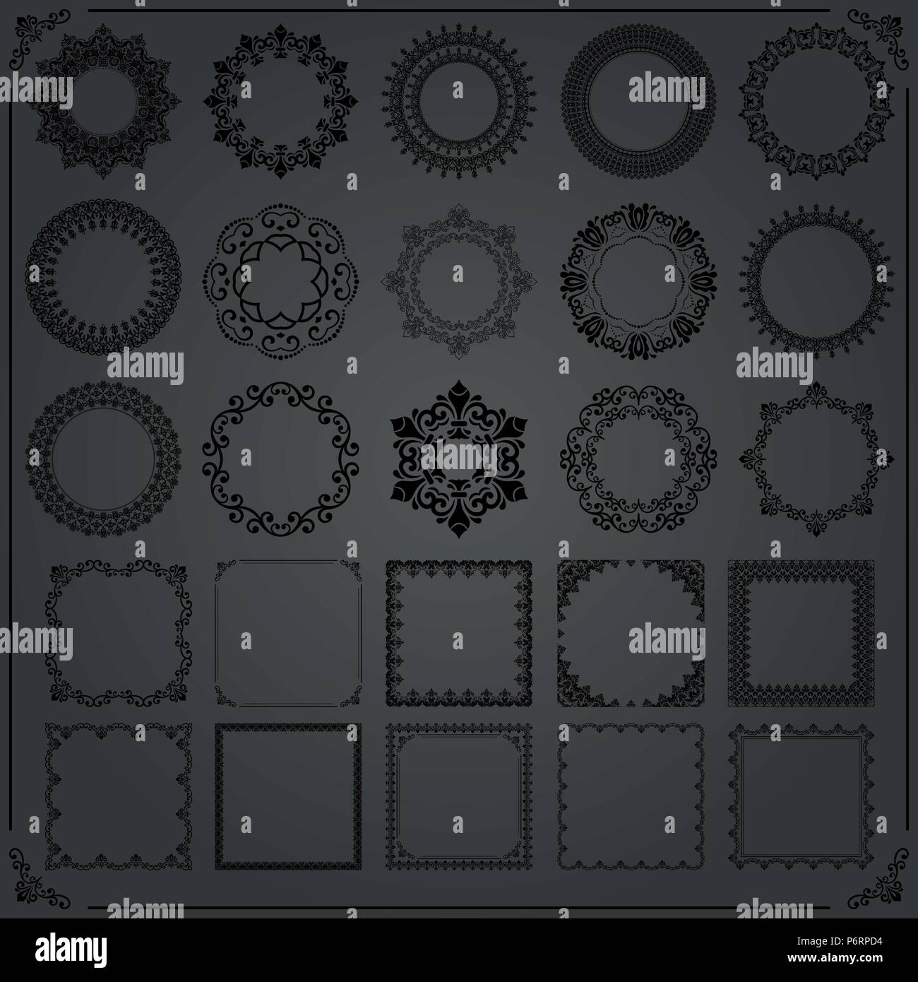 Vintage Set of Vector Horizontal, Square and Round Elements Stock ...