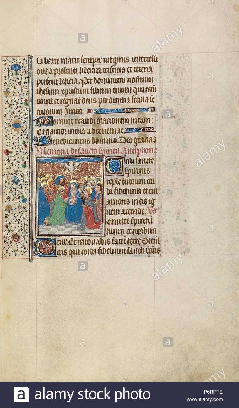 Pentecost; Workshop of Willem Vrelant, Flemish, died 1481, active 1454 - 1481; Bruges, Belgium, Europe; early 1460s; Tempera colors, gold leaf, ...