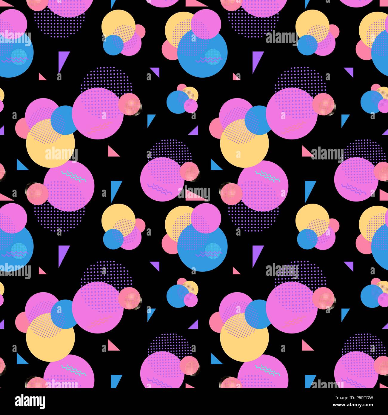 Abstract seamless background of color circles, dots and zigzags Stock ...