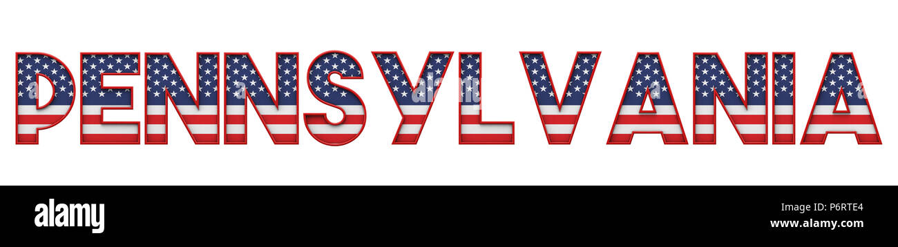Pennsylvania USA state made from starts and stripes lettering. 3D ...