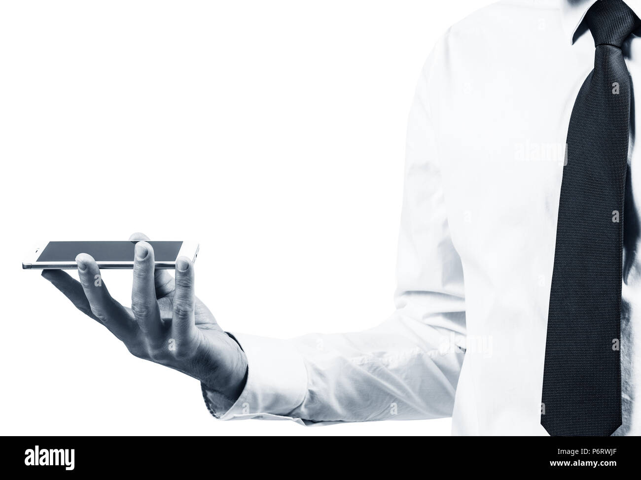 Hand holding white smartphone with blank screen Stock Photo - Alamy