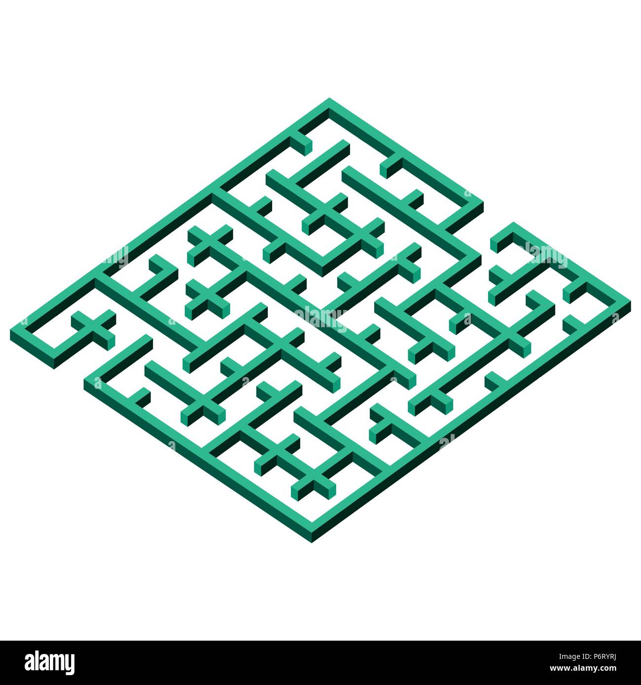 Abstract Isometric maze 3d vector. Labyrinths in shape of square isolated on white background - Vector Illustration. Stock Vector