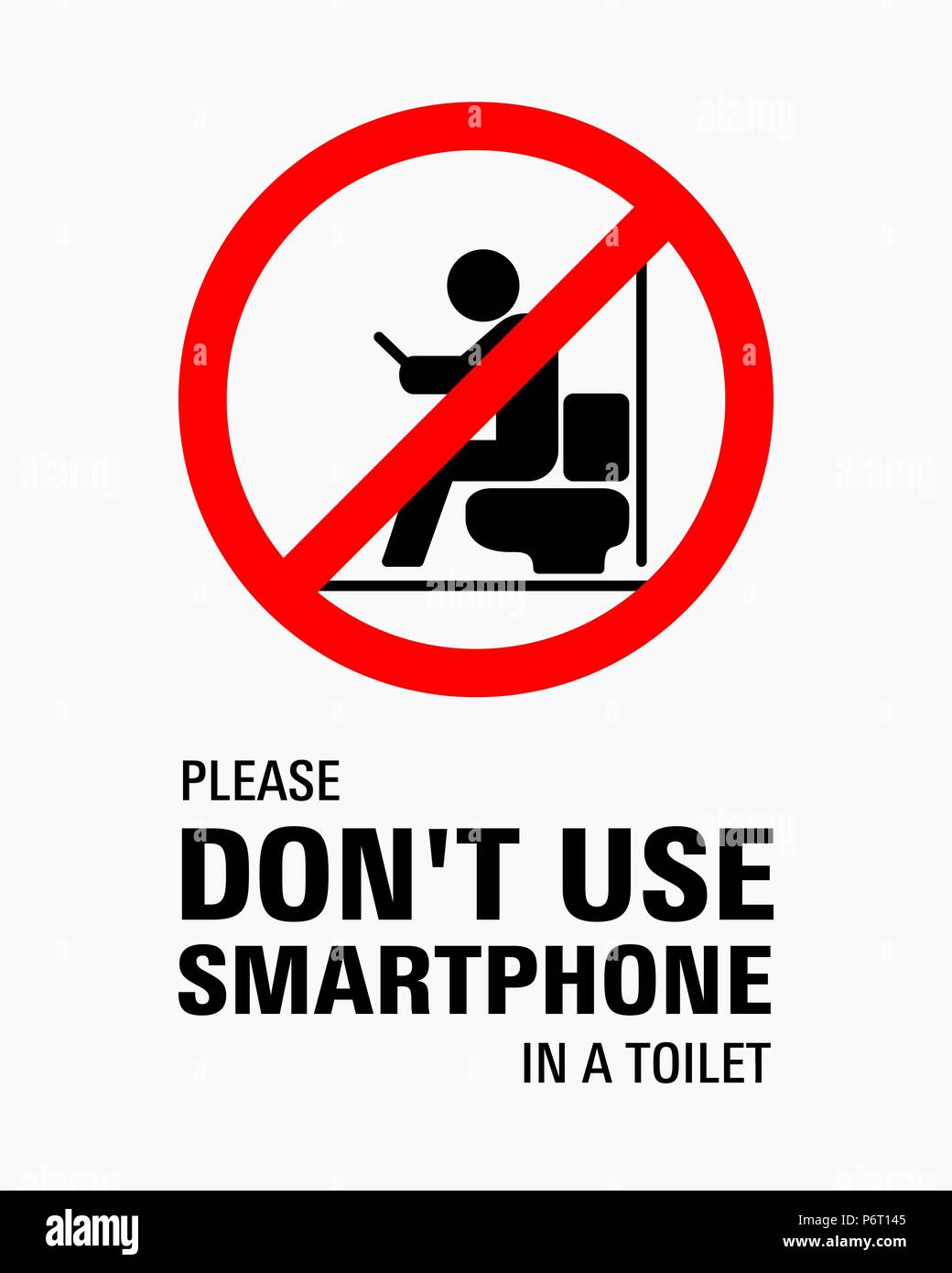 Using smartphone in a toilet sign vector illustration Stock Vector
