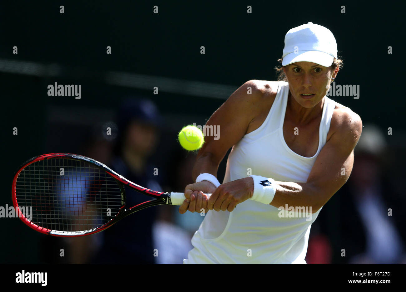 Varvara Lepchenko on day One of the Wimbledon Championships at the All England Lawn Tennis and Croquet Club, Wimbledon. Stock Photo