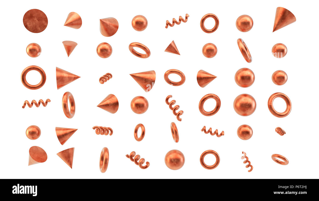 Primitive Composition 3d rendering of golden primitives composition isolated Stock Photo - Alamy