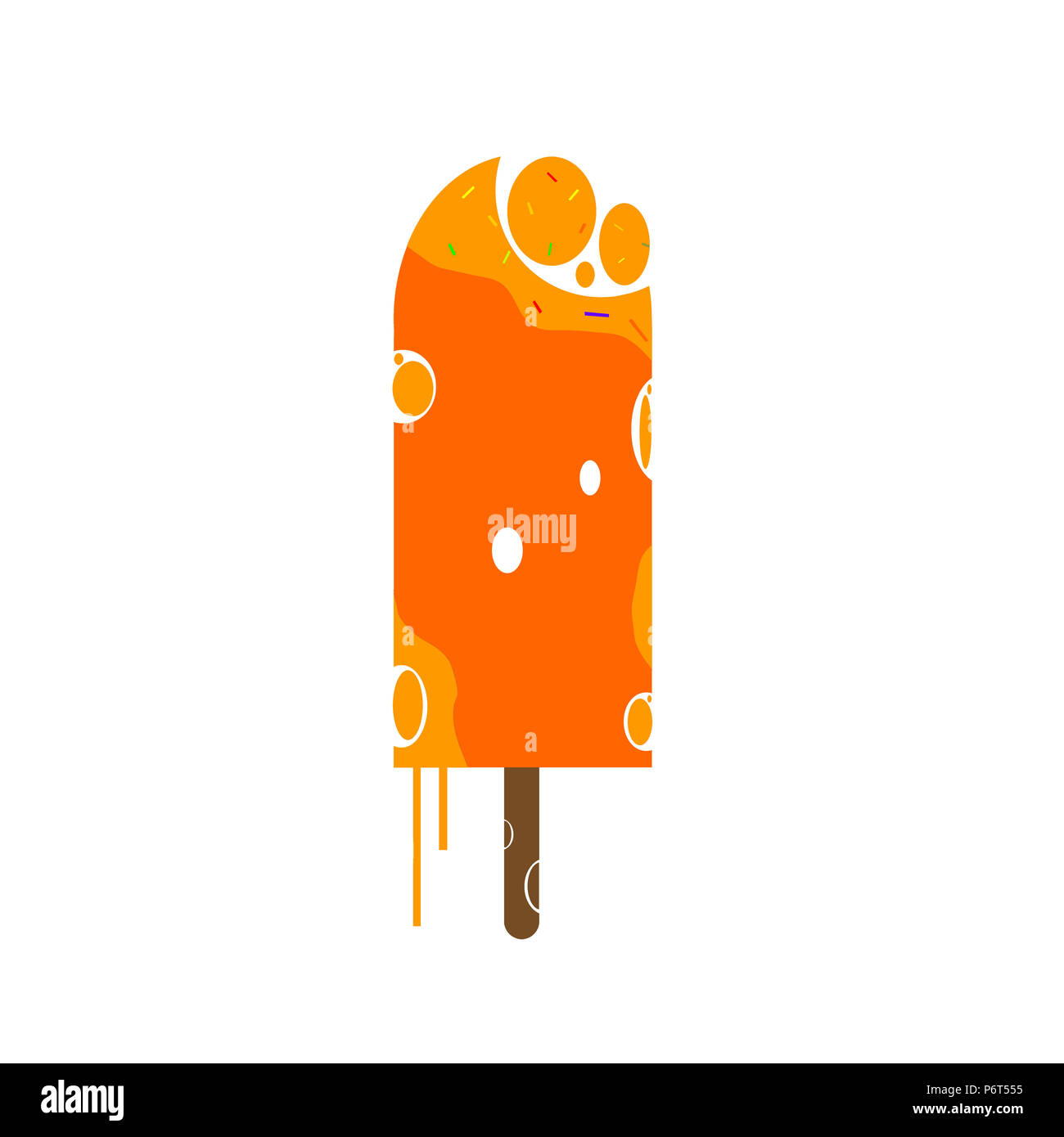 Orange ice cream or Orange ice cream bar on isolated and illustration