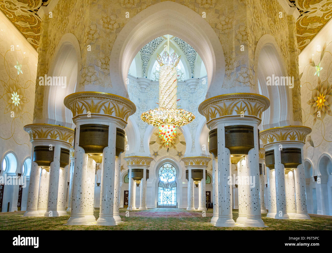 Interior rooms of Sheikh Zayed Grand Mosque in Abu Dhabi, UAE Stock
