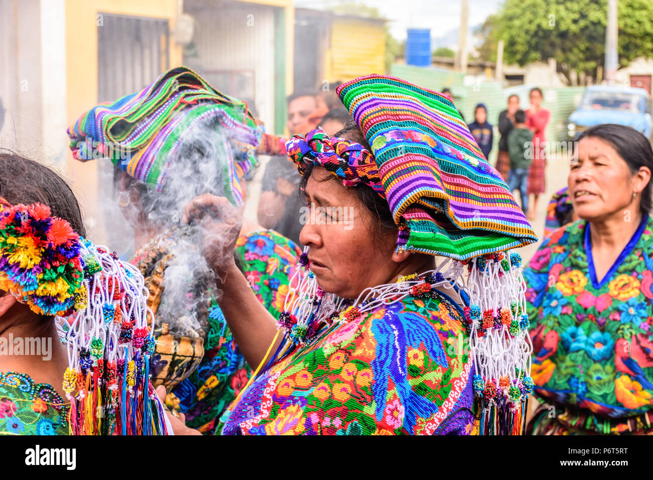 Parramos, Guatemala - December 29, 2016: Local indigenous women dressed