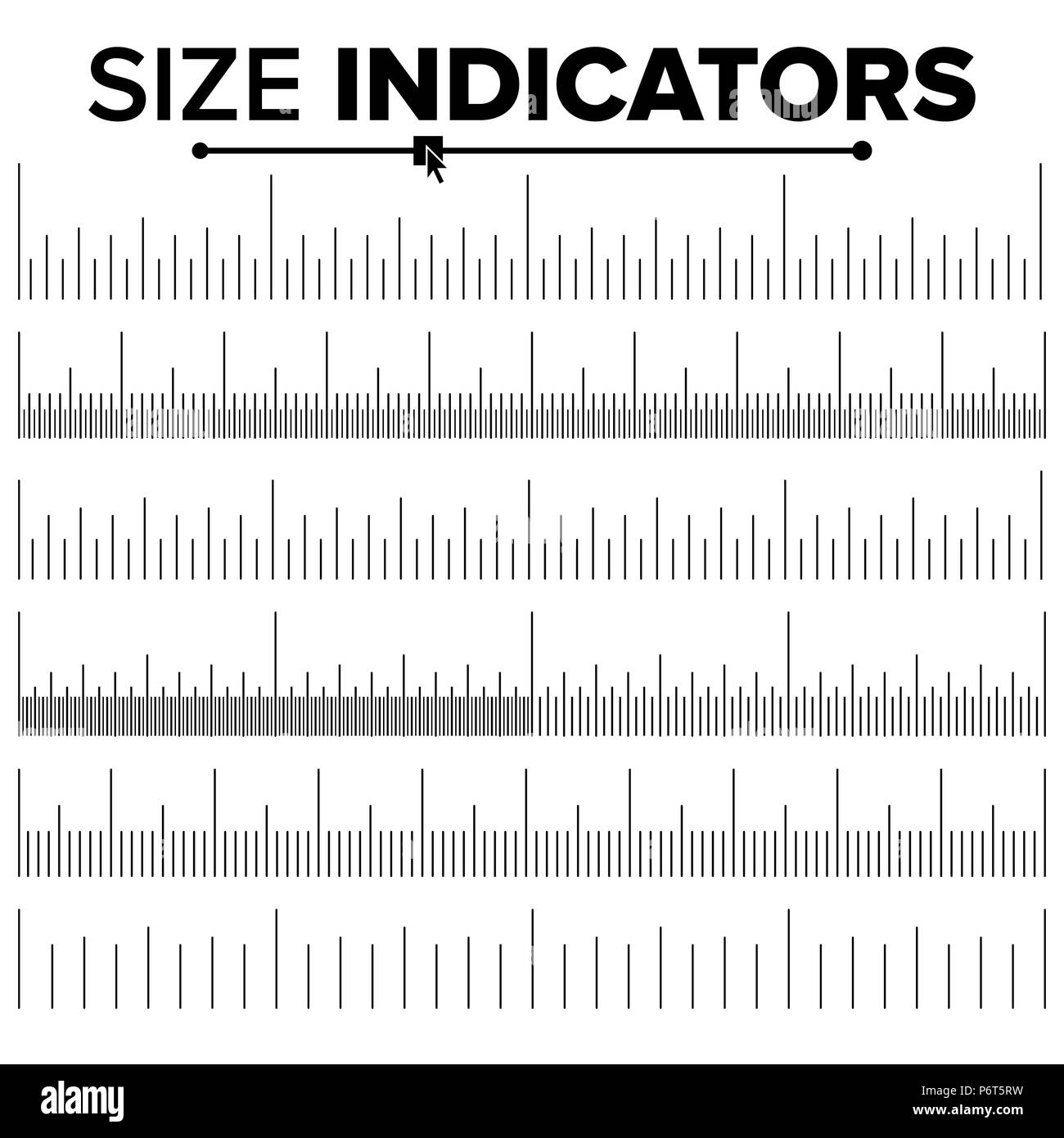 Inch and metric rulers set. Centimeters and inches measuring scale cm  metrics indicator. Precision measurement centimeter icon tools of measure  size indication ruler tools. Stock Vector